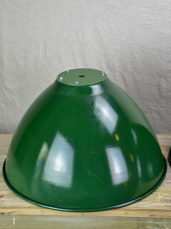 Pair of very large green enamel industrial lights For Cheap