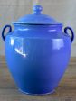 Antique French blue Martres Tolosane confit pot with lid on Sale