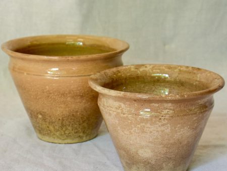 Two antique French earthenware confiture pots - brown Cheap