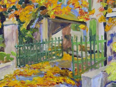 Mid century painting  l automne au mas  - Capek Pierre Jean 21¾  x 18  Supply