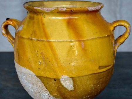 Antique French confit pot with yellow glaze 9 ¾   For Discount