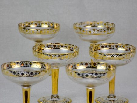 Six French champagne cups with gold decoration Online Hot Sale