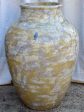 Large mid century terracotta pot with blue   brown   beige glaze 29¼  Fashion