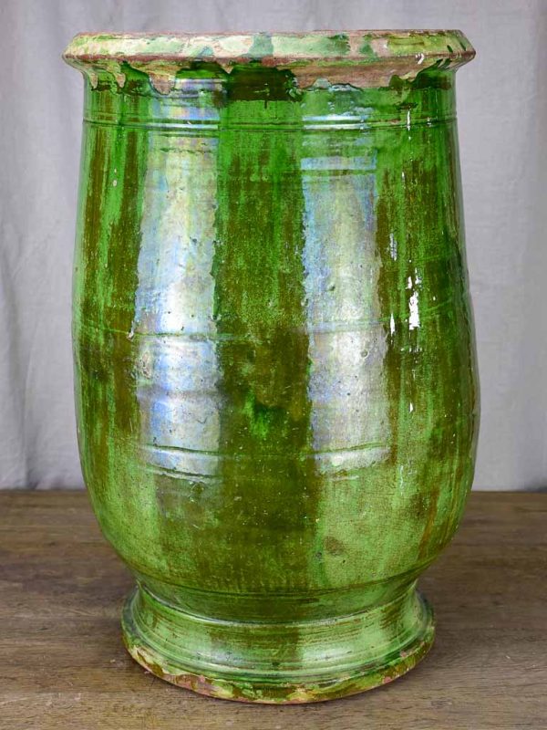 Antique French olive jar with green glaze -Tournac, France 25¼  Hot on Sale