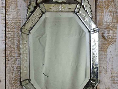 Vintage Venetian mirror with crest 20½  x 37½  on Sale