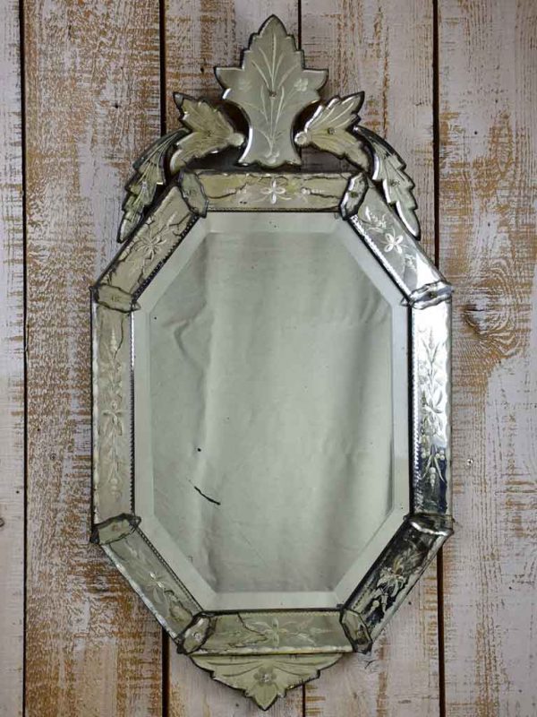 Vintage Venetian mirror with crest 20½  x 37½  on Sale