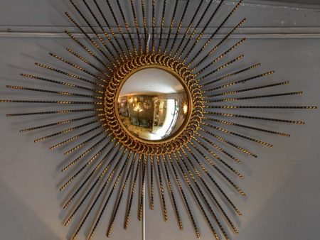 Vintage sunburst mirror with convex glass 33½  diameter Online Hot Sale