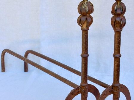 Pair of antique French fireplace dog irons   andirons Cheap