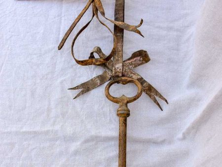 19th Century French Locksmith s sign, key and bow on Sale