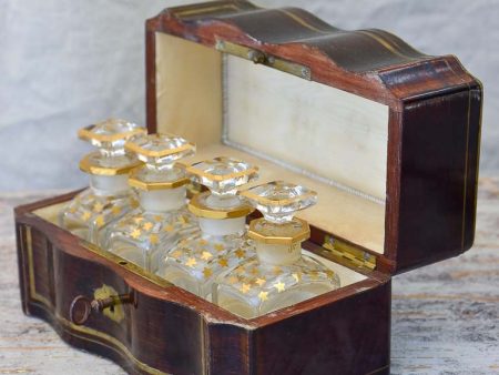 Four Antique Perfume Flasks in Wooden Box Online now