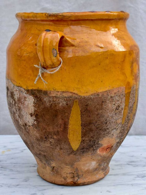 Antique French confit pot with orange glaze 11½  Online