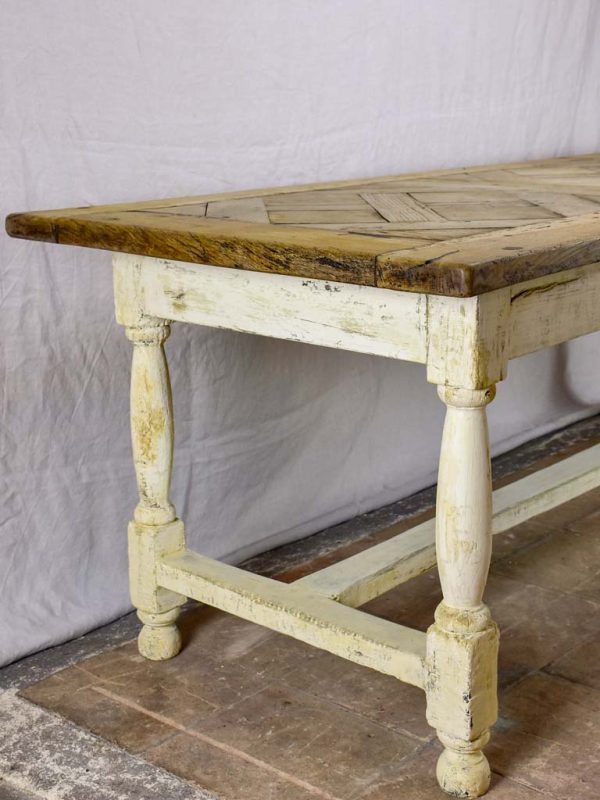 Antique French parquetry dining table - salvaged 18th Century oak floor 92½  x 33  For Discount