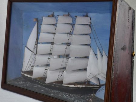 19th Century French model boat diorama 24¾  x 14¼  Sale