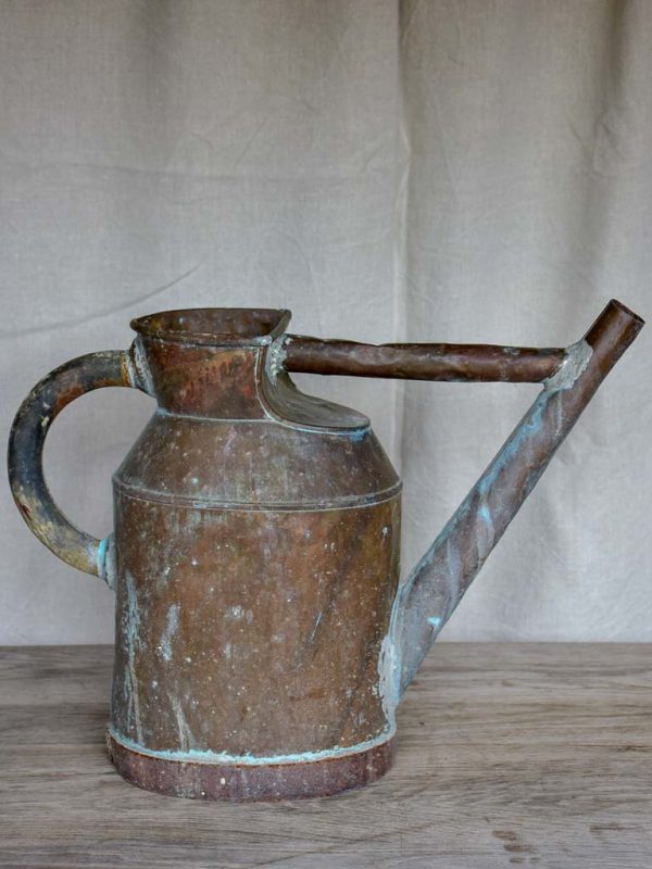 Antique French copper watering can with brace For Discount