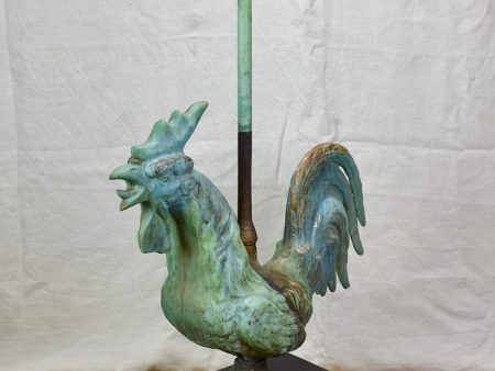 Antique French weathervane rooster mounted on timber block Cheap