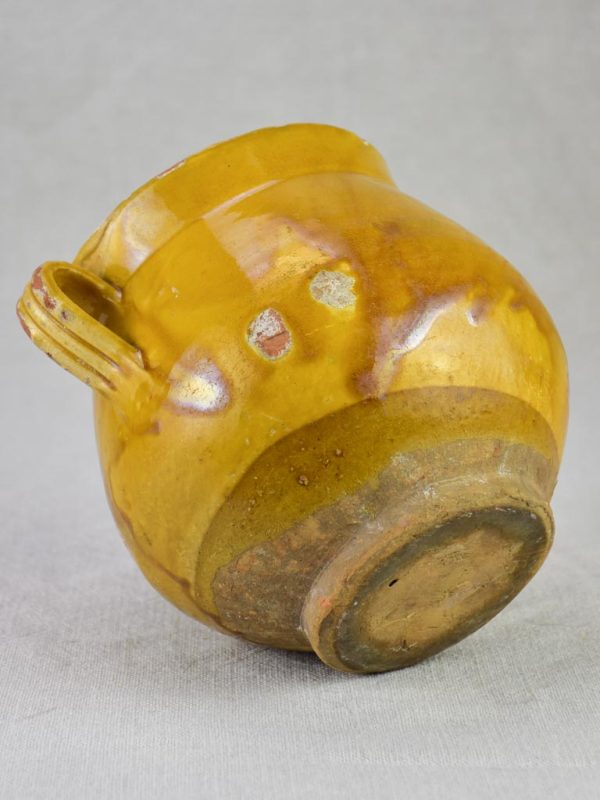 Antique French honey pot with yellow   orange glaze 6  For Sale