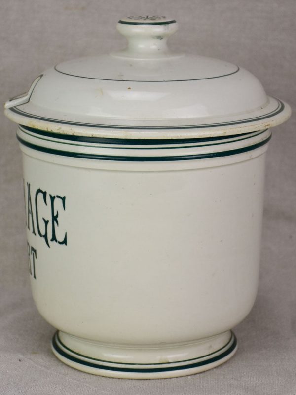 Antique French faience cheese pot with lid - Fromage Forte 9¾  For Cheap