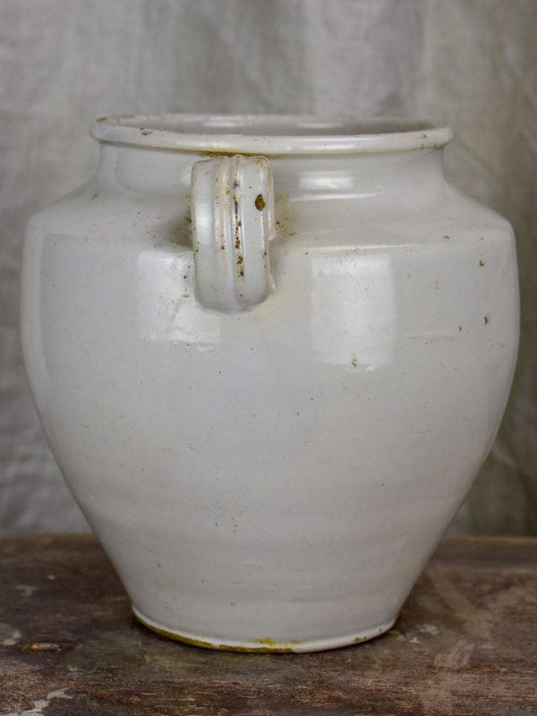 Antique French preserving pot glazed white For Discount