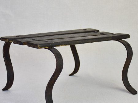 Antique French footstool - iron and wood on Sale