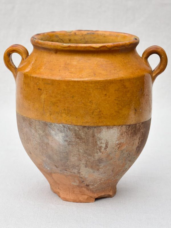 19th Century French confit pot with orange glaze 10¼  on Sale