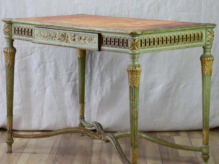 19th Century French Louis XVI style desk with leather top and original patina 41  x 24  Online now