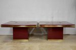 Pair of superb Burgundy red coffee tables - lacquer and brass 31  Discount