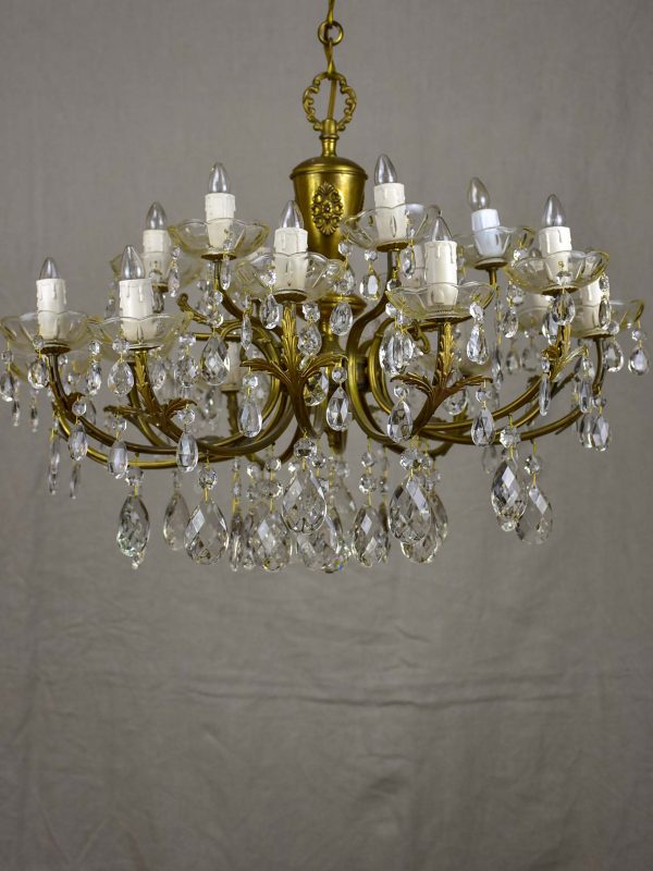 Vintage French crystal chandelier - two tiers, 18 lights For Sale