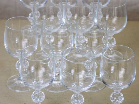 Set of twelve antique French crystal wine glasses For Cheap