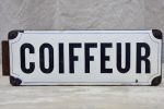 Antique French enamel sign for hairdresser -  Coiffeur Cheap