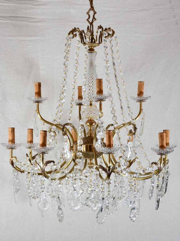 Crystal and brass 12 light chandeliers from the 1940 s - 27½  x 43¼  Hot on Sale