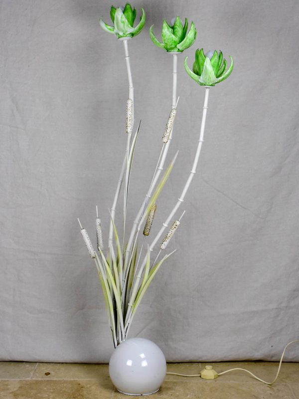 1970 s bulrush floor lamp with murano glass flower shades Discount