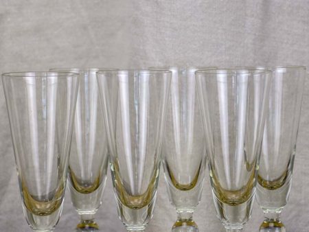 Six early 20th Century French champagne flutes - blown glass Cheap