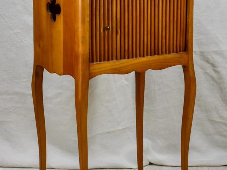 Mid century French nightstand in cherry wood with concertina door Cheap