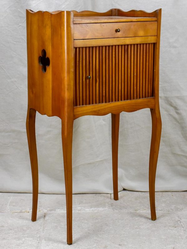 Mid century French nightstand in cherry wood with concertina door Cheap