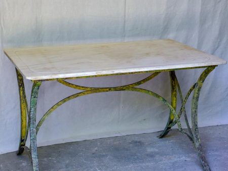 Late 19th Century marble top table with riveted iron base 47¼  x 31½  Discount