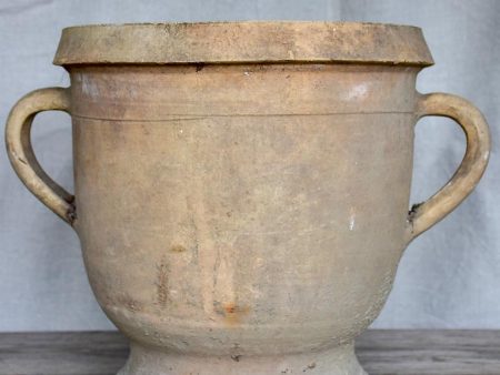 Antique French terracotta garden planter with two handles on Sale