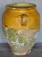 Very large antique French confit pot with yellow glaze 14½  Online Sale