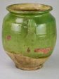 Antique French confit pot with green glaze 9½  on Sale