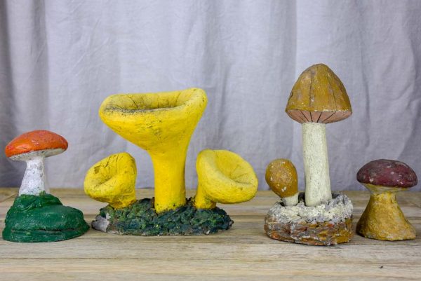 Collection of vintage wild mushroom sculptures - cement For Discount