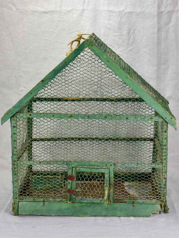 Rustic antique French birdcage with green patina 23¾  For Cheap