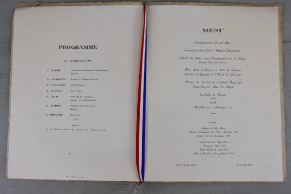 President s lunch menu, Nice 1937 Online Hot Sale