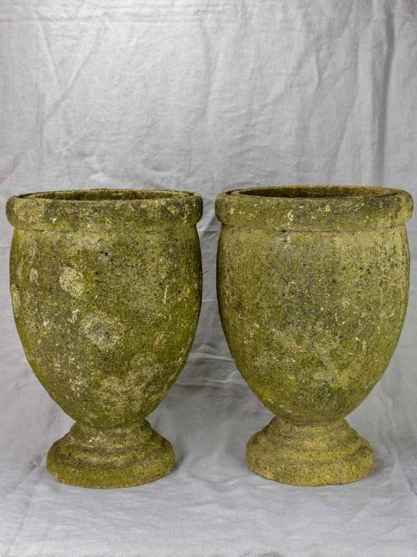 Pair of vintage Italian garden urns - signed, cement 18  Online Sale