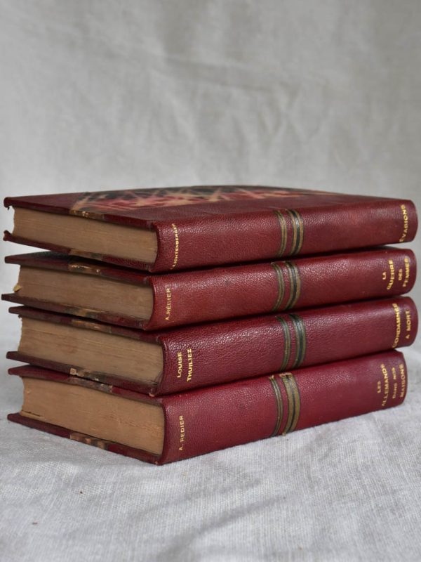 Four antique French leather bound books Online Hot Sale