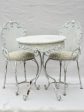 Pair of mid-century French garden armchairs and marble table - outdoor setting Fashion