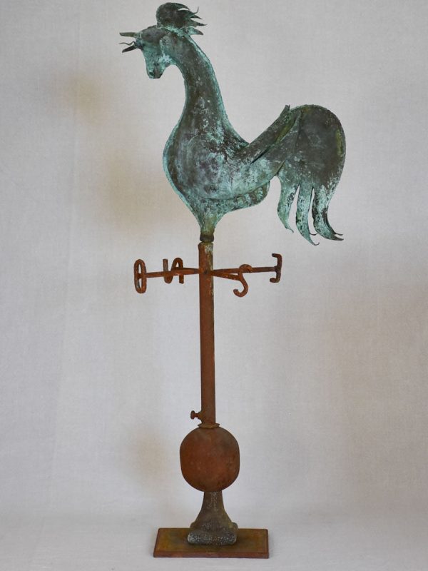 19th Century French weather-vane rooster - copper and iron 38¼  on Sale