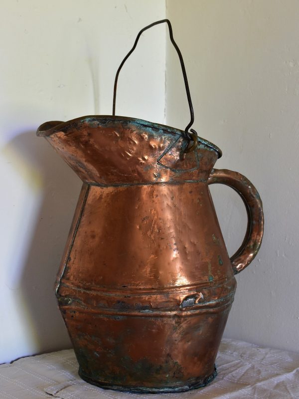 Antique French copper watering can   water pitcher Online now