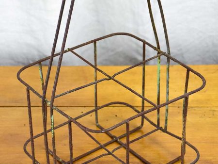 Antique French bottle carrier - iron For Sale