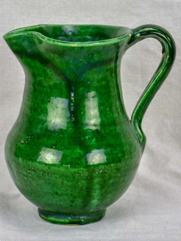 Antique French water pitcher with green glaze Hot on Sale