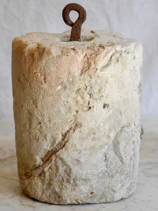 Antique French stone counterweight - cylindrical Hot on Sale