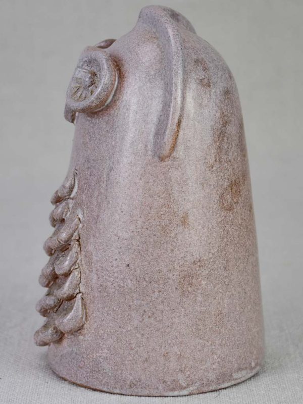 Clay sculpture of an owl with violet glaze - 1960 s 6  For Sale